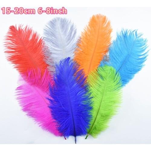 10Pcs/Lot Colored Ostrich Feathers for Decoration 15-20CM White Feathers for Crafts Feather Decor Needlework Wedding Accessories