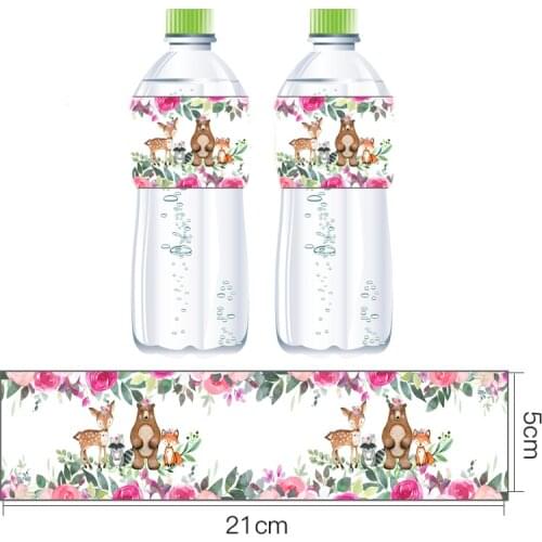 Omilut 12pcs Woodland Animals Birthday Party Sticker Baby Shower 1th Girl Mineral Water Bottle Label Jungle Safari Animals Part