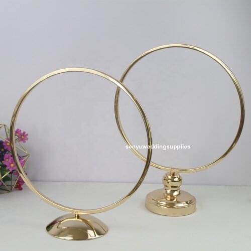 12pcs)Wedding Gold Metal Round Flower Arch Table Centerpieces Stand Decoration senyu1817