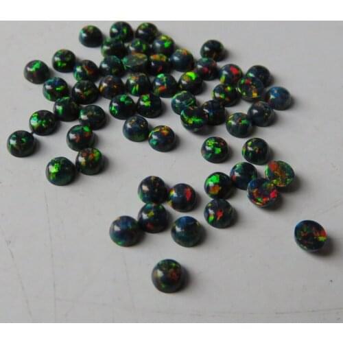 200pcs/lot 3MM Synthetic Round Black Fire Opal Round Cabochon Frie Opal for Body Piercing Jewelry