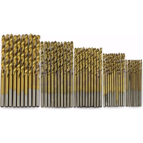 New High quality 1/1.5/2/2.5/3mm Titanium Coated HSS High Speed Steel Drill Bit Set Tool 50Pcs