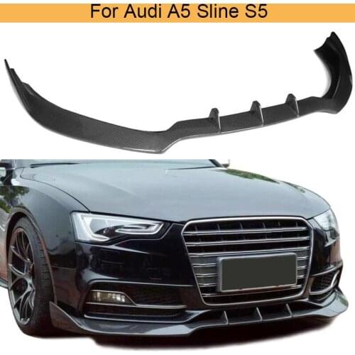 For S5 carbon fiber front bumper Chin lip spoiler for Audi A5- Sline S5 8T 2012 - 2016 non A5 Standard Car Accessories Two Style