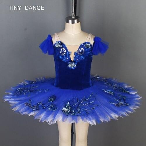 Blue Bird Ballet Dance Tutu Ballerina Costume Pleated Tutu Dress Girls and Women Performance Costumes Pancake Tutus BLL102