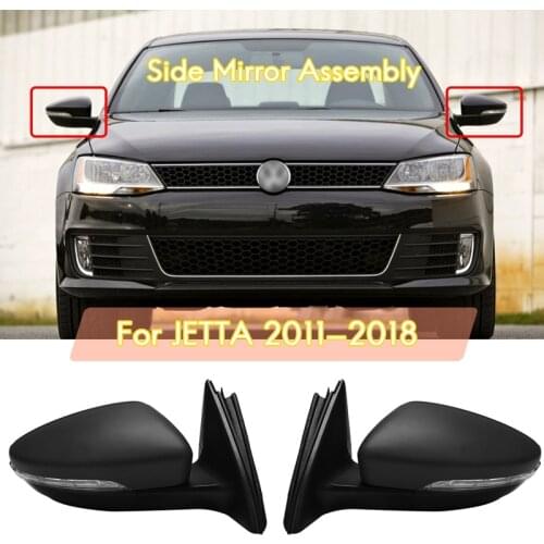 Side Rear View Mirror Assembly Power Glass Heated Turn Signal Foldable 8 Wires for JETTA 2011 - 2018