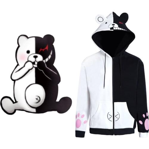 Black White Bear Kigurumis Animal Danganronpa Monokuma Cosplay Unisex Hoodie Sweatshirt T-shirt Hooded Jacket