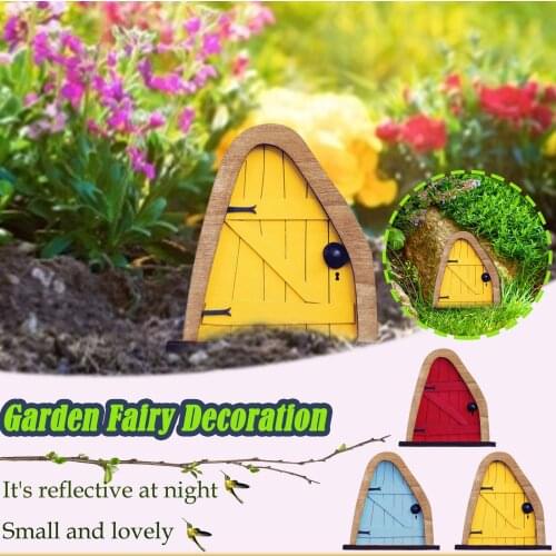 Wooden Cartoon Elf Door Craft Garden Decor Dollhouse Three-dimensional Assembly Kit Vintage House Miniature Children Diy Gift