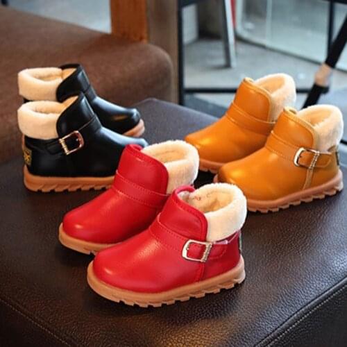 Children Snow Boots Autumn Thickening Shoes Boys Girls Waterproof Non-slip Ankle Boots Kids Leather Boots Fashion