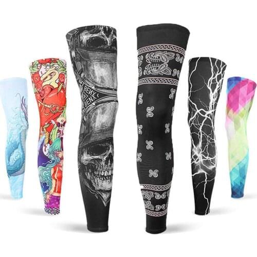 Men Women Elasticity Cycling leggings Anti-uv gaiter Skull breathable Sport safety Paisley running basketball football leggings