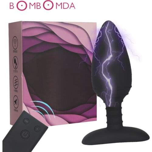 Electric Shock Vibrator E-stim Dildo Anal Plug Remote Control Buttplug Vibrating Dildo Anus Dilator Intimate Goods Masturbator