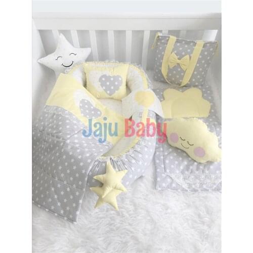 Jaju Baby Babynest Yellow Star Orthopedic Luxury Baby Nest 8 Piece Set Baby Bed
