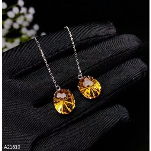 KJJEAXCMY fine jewelry 925 pure silver inlaid natural Topaz female ear stud earnail safety buckle sunflower support test