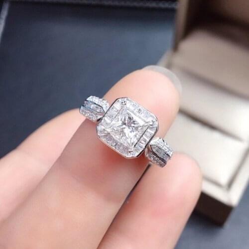 Moissanite, 1 carats Super luxury style square gem rare RING 925 silver