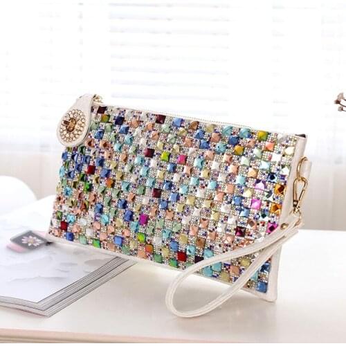 Colorful Rhinestone Women Clutch Bag Designer Luxury Diamond Ladies Evening Bag Chic Shoulder Crossbody Bags Party Small Purse