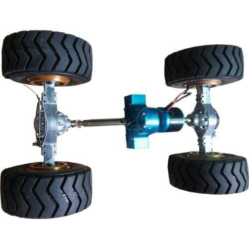 Metal Drive Assembly Planetary Wheel Side Reduction Bridge Differential Lock Tire for RC Hydraulic Bulldozer Model DIY Parts