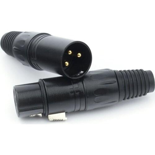 Male Female XLR 3 Pin Connector Black Cannon Splice Microphone Mixer Amplifier Audio Adapter Balance Jack Hifi XLR Plug Speakers