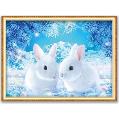 Animal Rabbit DIY Embroidery 11CT Cross Stitch Kits Craft Needlework Set Printed Canvas Cotton Thread Home Decoration On Sale