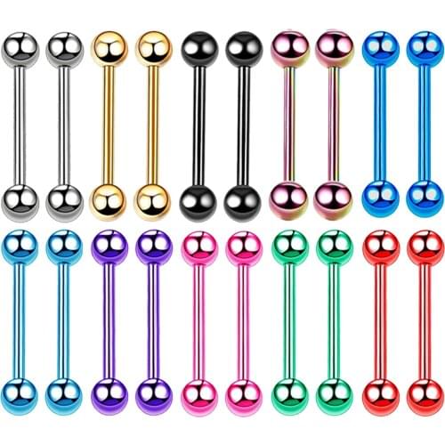 14G Tongue Piercing Ring Stainless Steel Bar Set Tongue Piercing Barbell Bulk Rose Gold Nipple Body Jewelry Tongue Pircing Ring