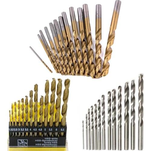 13PCS Round Shank HSS Coated Titanium Twist Drill Bit Set Quick Change Load Woodworking Wood Metal Drilling Tool 1.5-6.5mm