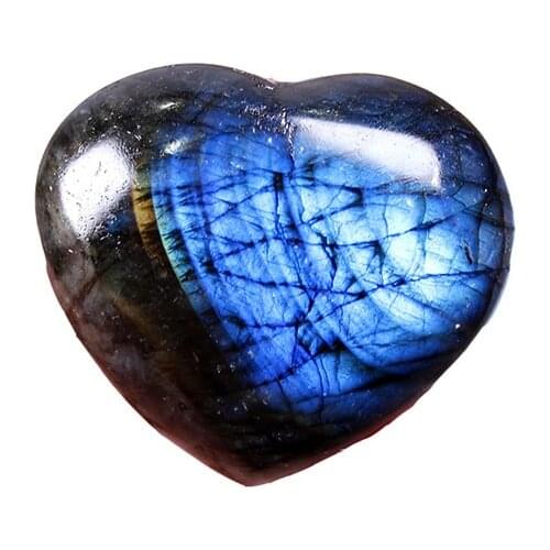 Natural Moonstone Heat Shape Crystal Labradorite Palm Stone Healing Quartz Gemstone Worry Polished Crafts Small Home Ornaments