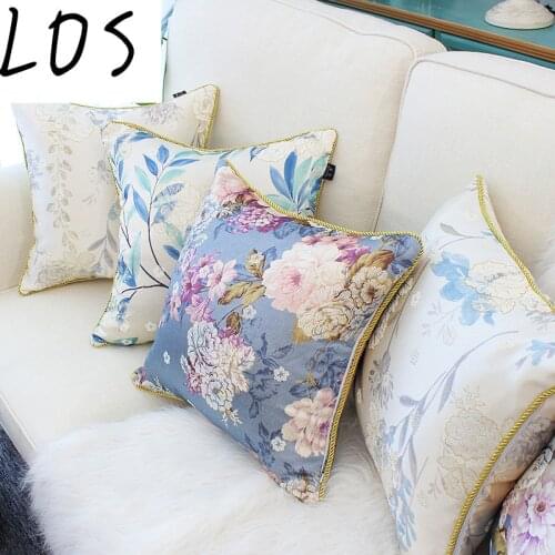 European Style Flower Pattern Pillowcase Light Luxury Sofa Cushion Cover Pillowcase Design Suitable for Couch Living Room Car
