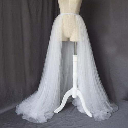 New Fashion Detachable Tulle Overskirt Skirt Elastic Waist Bridal Overlay Wedding Skirt Long Tulle Over Maxi Party Skirt Train