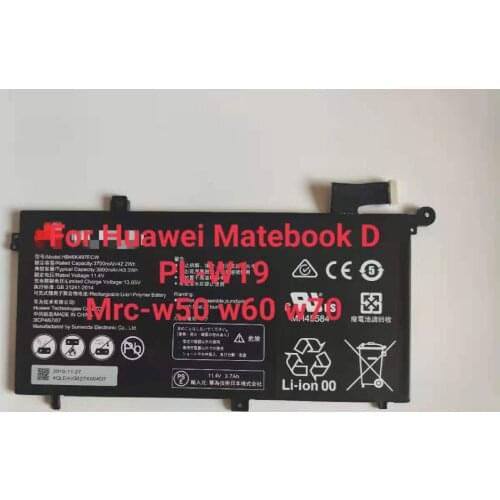 New 11.4V 42.2WH Battery HB46K497ECW Genuine Original Laptop Battery For Huawei Matebook D 2018 PL-W19 MRC-W60 W50 W70