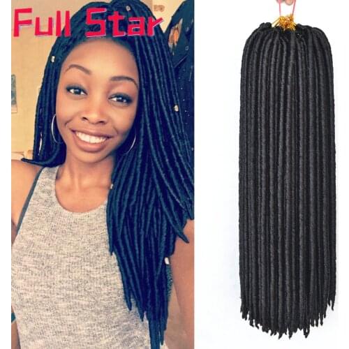 Full Star Synthetic Braiding Hair Extensions Dreadlocks 18inch Black Brown Color Soft Straight Faux Locs Crochet Braids