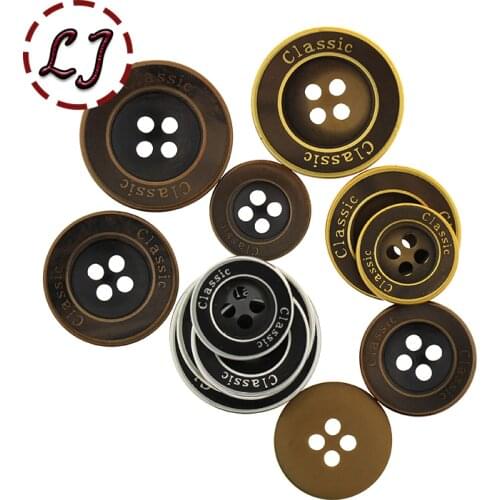 Free shipping 10PCS/LOT gold bronze silver 4-Holes round Button resin button plastic cloth buttons sewing accessory scrapbooking