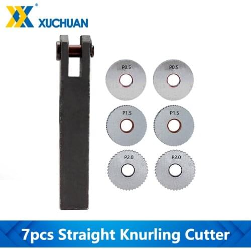 Straight Knurling Cutter Tool 7pcs Straight Linear Knurling Wheel 0.5 1.5 2.0mm Single Wheel Knife Holder Knurling Cutter Set