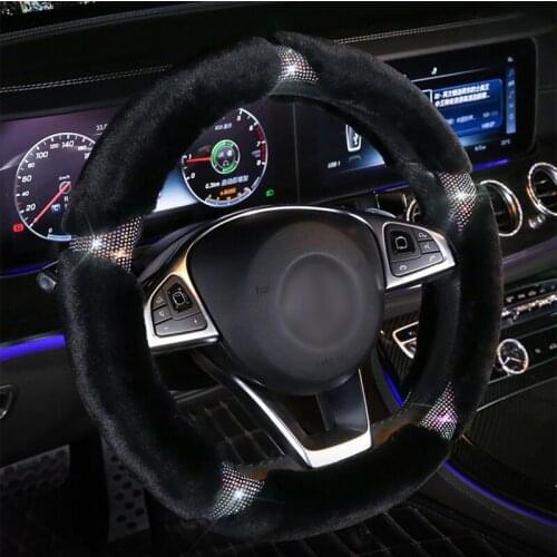 Luxury Car steering wheel cover Rabbit fur Diamond Cover Rhinestone personality Creative Winter Keep warm lovely Steering Cover