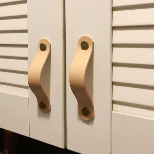 Furniture Drawer Knob Door Handle Cupboard Shoe Cabinet Cowhide Pulls House Decor Nordic Furniture Drawer Knob Handles