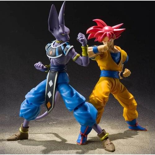 SHF Soldier Accessories Dragon Ball Super Red Goku Super Saiyan God Models Mfg Series Remote Control Anime Dragon Ball Gift Toys