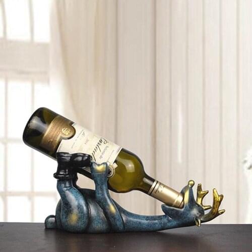 Nordic Resin Deer Figurine Model Wine Holder Home Decor Living Room Kitchen Wine Cabinet Shelf Wine Bottle Rack Wine Support