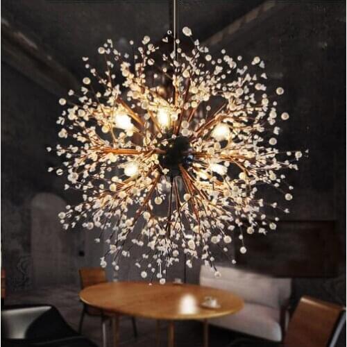 Modern Dandelion Chandeliers Firework Led Vintage Wrought Iron Chandelier Island Lighting for Bedroom Dining Room