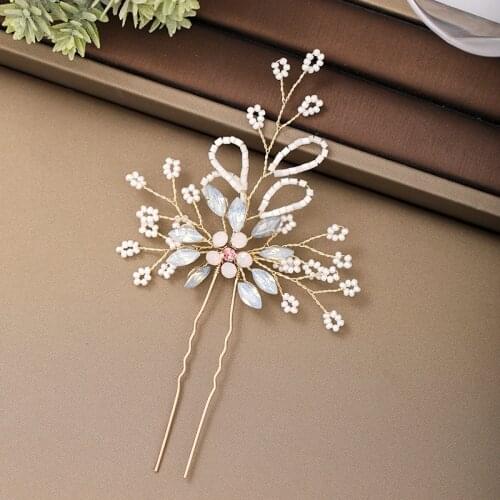 Wedding Rhinestone Pearl Hairpin Bridal Hair Accessories Pin Jewelry Woman Accessory Hairclip Ornament Wedding Head Jewelry