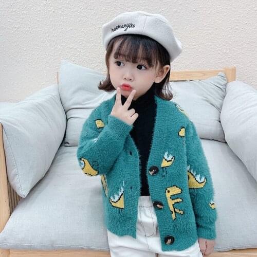 Girl Sweater Kids Knitting Outwear Tops 2021 Lovely Fleece Thicken Warm Winter Autumn Overcoat Homewear Formal Children Clothing