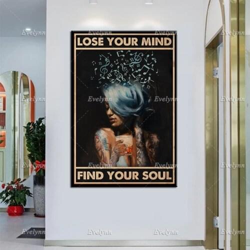 Tattooist Tattoo Girls And Wine Lovers Retro Poster Lose Your Mind Find Your Soul Wall Art Prints Home Decor Canvas Unique Gift