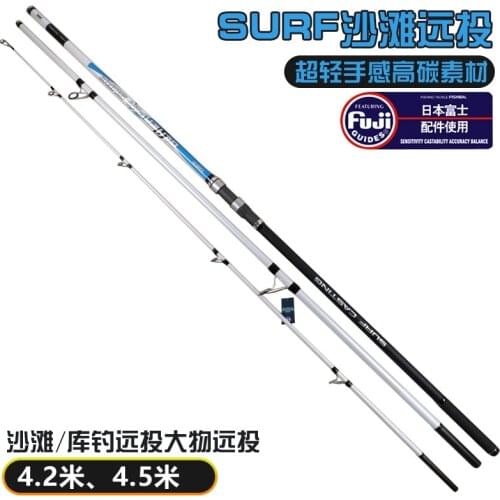 New arrival Japan Quality Full Fuji Surf Rod 4.2M/4.5M high carbon 3 Sections 100-250G Surf casting rods long section