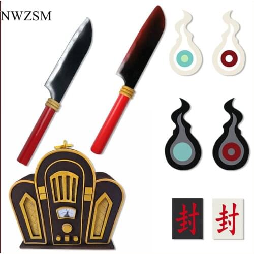 Toilet-bound Hanako-kun cosplay Prop clothing black and white stick on behalf of the kitchen knife seal printed teak Pusi clock