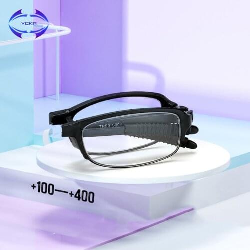 VCKA TR90 Folding Reading Glasses Retro Portable Ultralight Eyeglass +1.0 +1.5 +2.0 +2.5 +3.0 +3.5 +4.0 Women Men Eyewear
