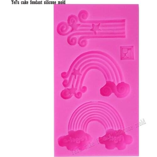High quality Rainbow Cloud Silicone Mold Baby Birthday Cake Fondant Decorating Tools 3D Chocolate Candy Molds F0792