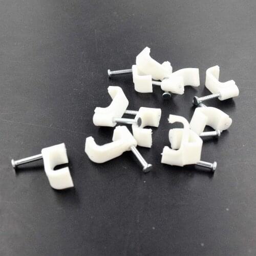 Factory sell circle cable clips 10MM Circle Path cable nail wire clips Round white 100PCS/bag