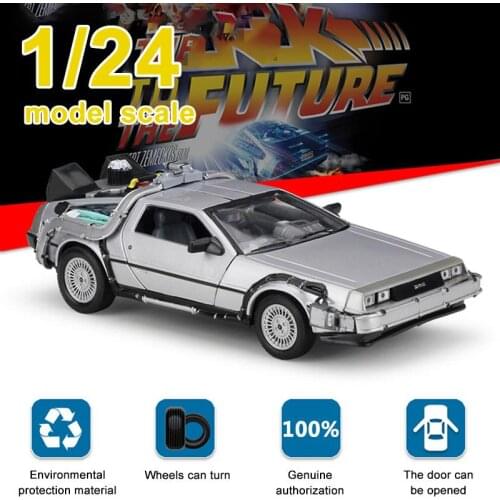1:24 Diecast Alloy Model Car DMC-12 delorean Back To The Future Machine Metal Toy Car For Kid Boys Toy Gift Collection