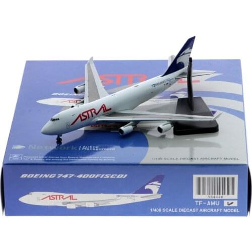 1:400 Alloy Collectible Plane JC Wings XX4440 Astral Airlines Boeing B747-400F Diecast Aircraft Jet Model Reg#TF-AMU With Stand