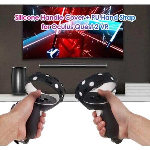 1 Pair Controller Protective Cover with Strap Handle Grip for Oculus Quest 2 VR Kit Protective Case Handle Grip