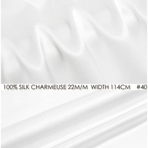 100% SILK CHARMEUSE SATIN 114cm width 22mommes Heavy Silk Satin Fabric Wedding Dress Material Luxury Silk Fabrics Snow White #40