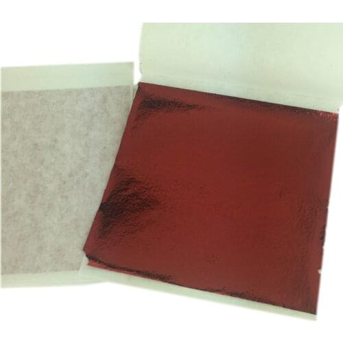 100 PCS Red Color Leaf Shiny Imitation Gold Leaf 8X8.5 cm Alloy Foil Wall Crafts Furniture Painting Art Works Gilding