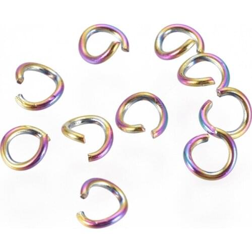 100pcs Vacuum Plating 304 Stainless Steel Multi-color Open Single Loops Jump Rings & Split Ring for DIY Jewelry Making Findings