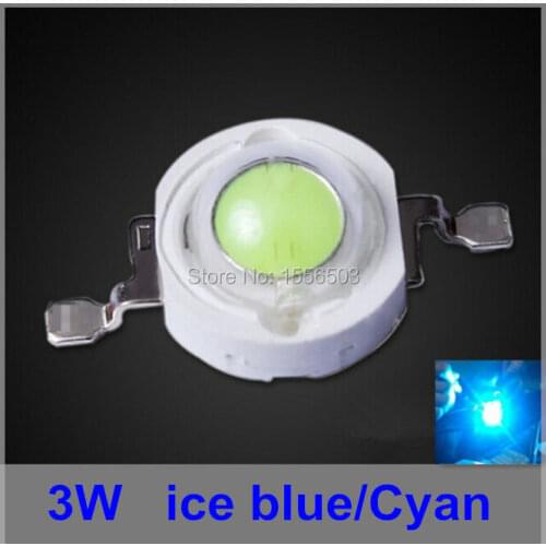 200 Pcs/lot 3W Cyan LEDs Ice Blue LED Beads Ball Grow Lamp Car LEDs Aquarium Lighting Source Diodes 700ma