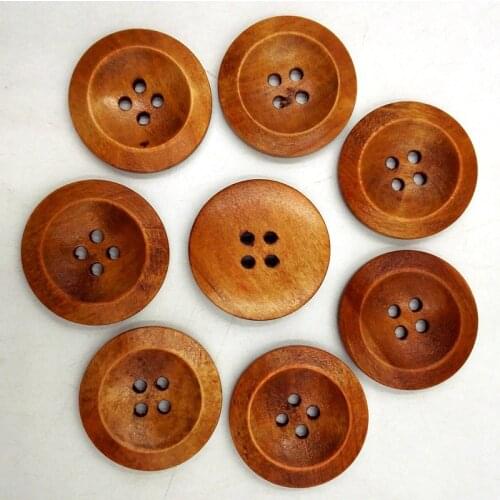 50Pcs 1Inch Brown Natural Wooden Grain Premium Buttons for Sewing Craft Clothing 4 Holes